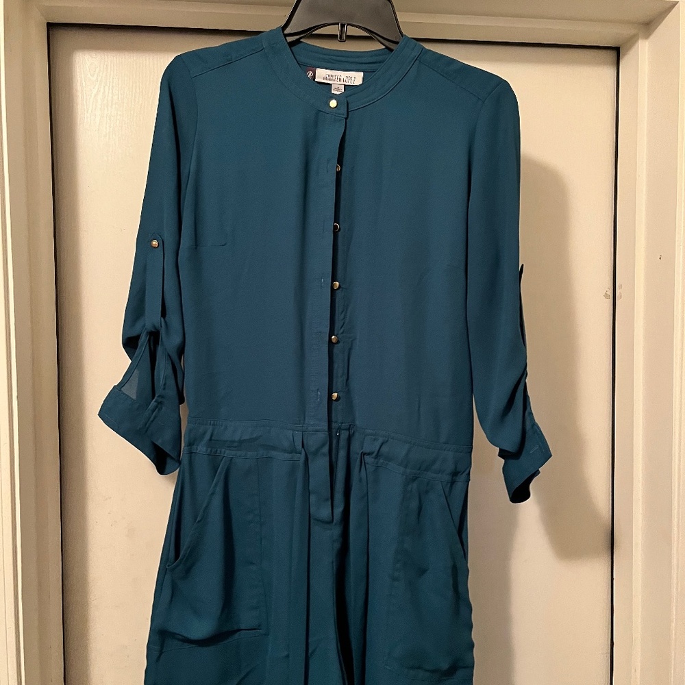 Jennifer Lopez teal shorts jumpsuit size 4
